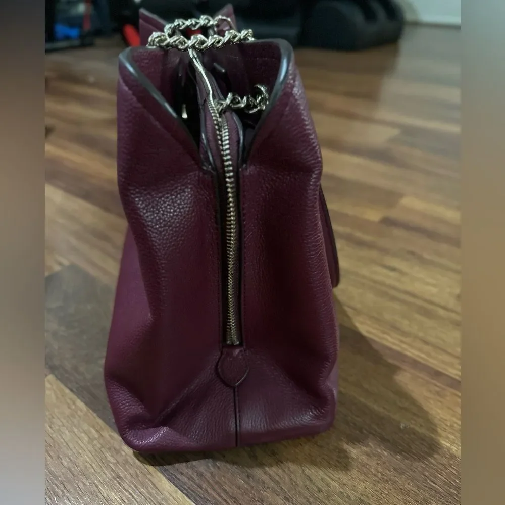 Kate Spade New York Jordyn Medium Chain Handle Tote Shoulder Bag Burgundy
